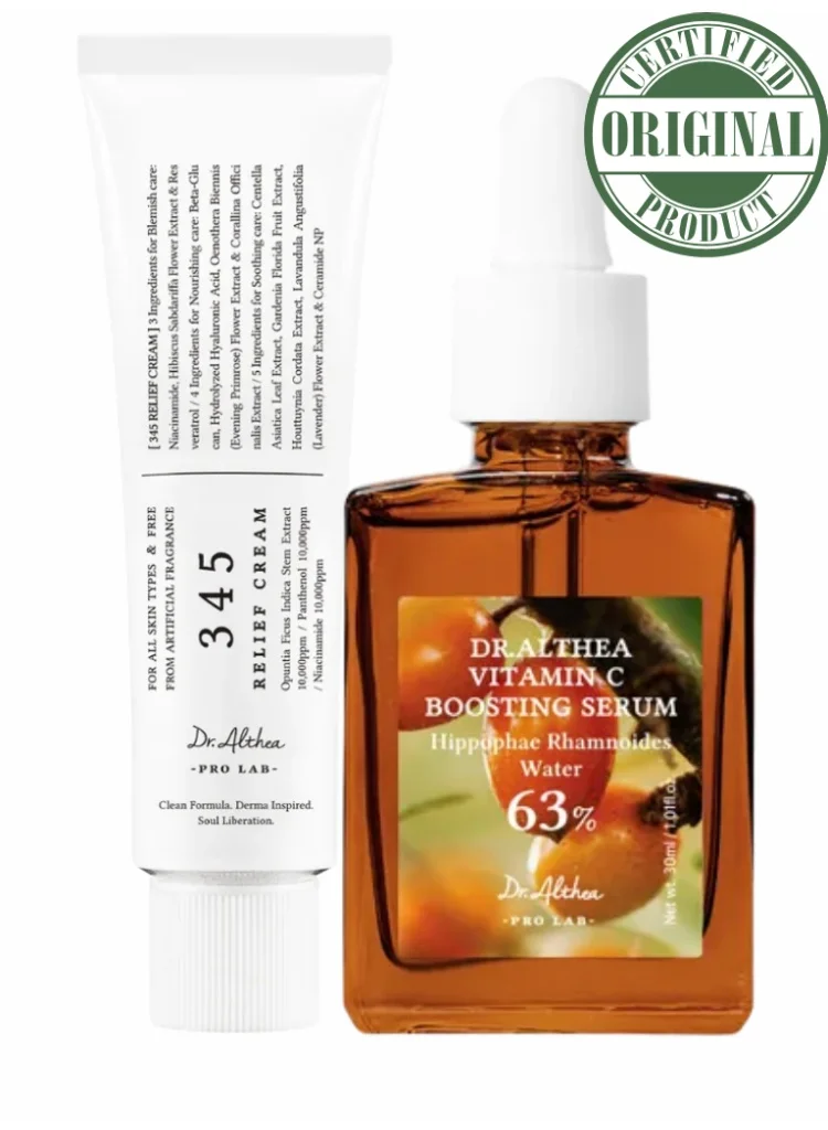 Dr. Althea 345 Relief Cream and Vitamin C Boosting Serum Set (50 mL + 30 mL) dl38d