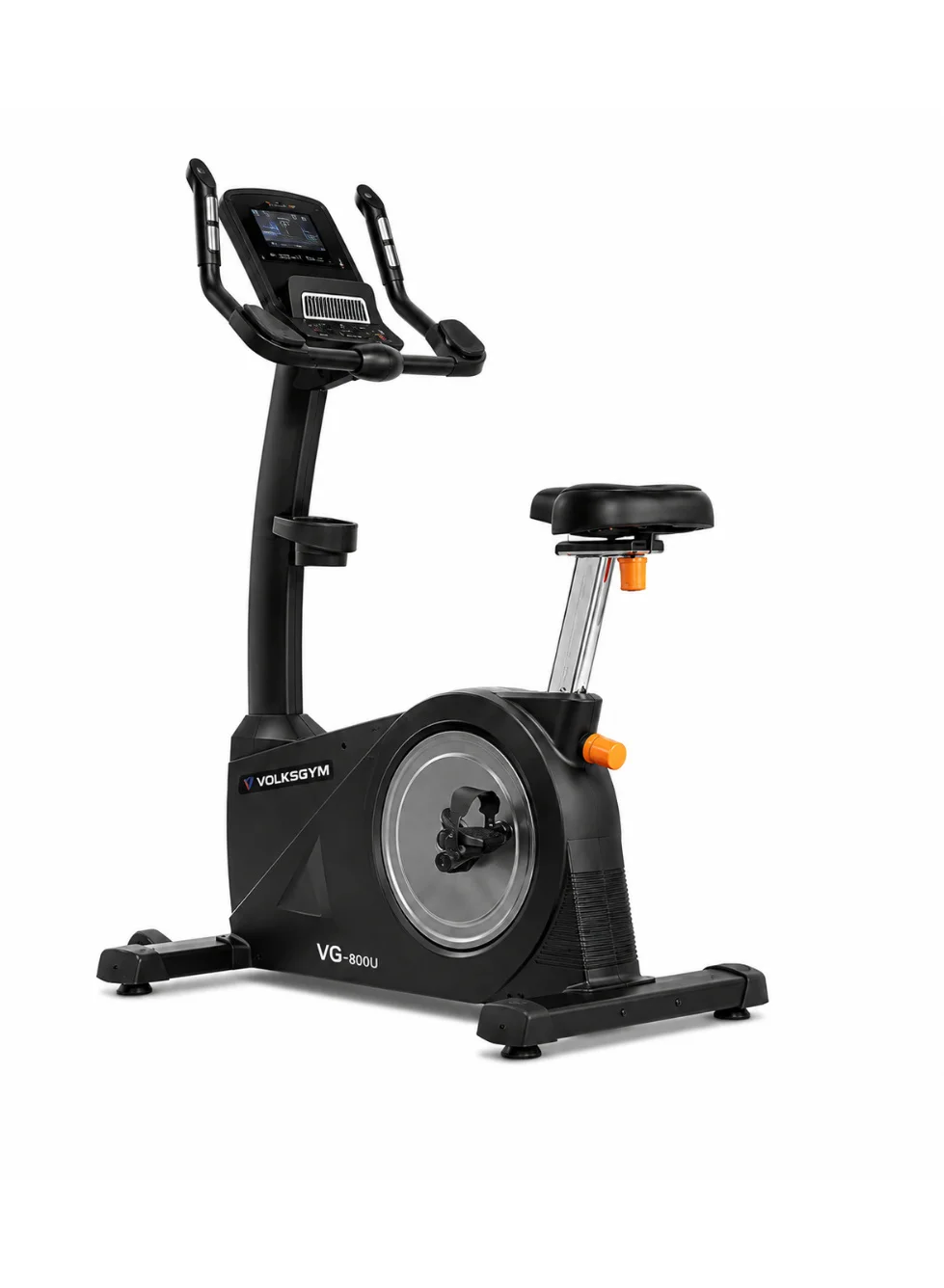 Volksgym Semi Commercial Upright Exercise Bike with 24-Level Electromagnetic Resistance and 7kg Flywheel (Black, 150kg Capacity) x8kb1