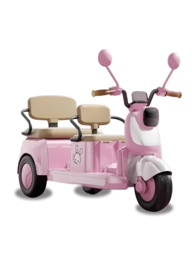 Premium Kids Electric 3-Wheel Ride-On Motorcycle with 2-Seater, LED Lights & Music, Pink (120 cm) 0zq5m