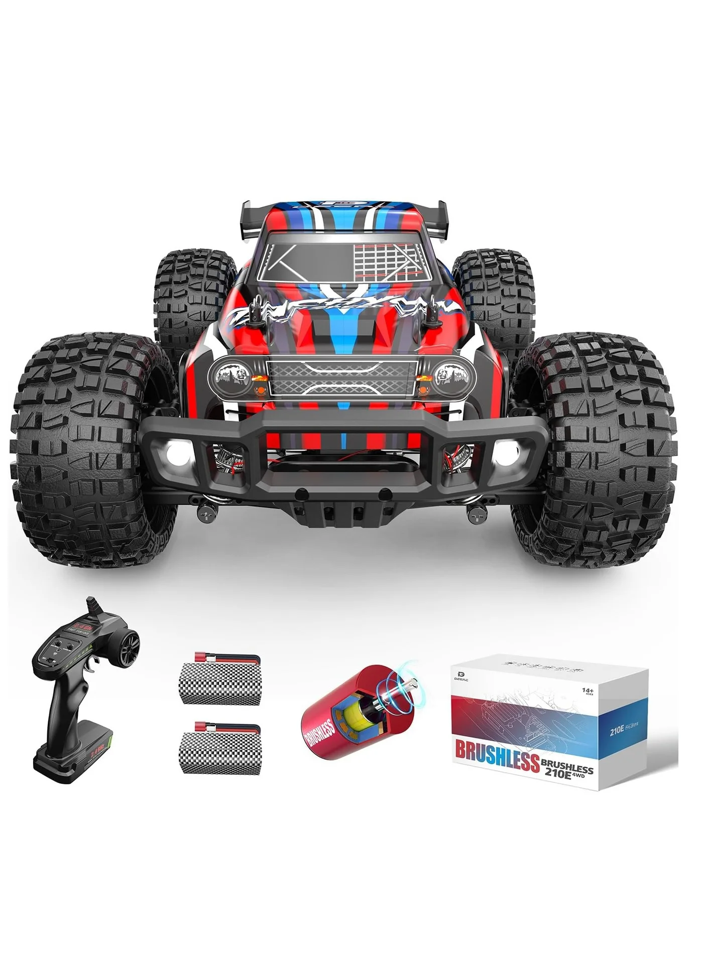 Premium 1:10 Scale Brushless RC Monster Truck 4X4 High-Speed Off-Road Vehicle for Adults and Kids (60 KMH, 40-Minute Runtime) kaxzx