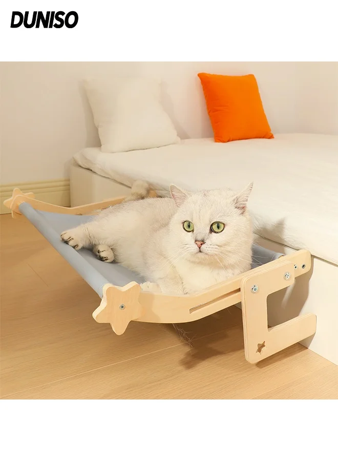 DUNISO Cat Hammock Wooden Pet Window Bed Premium Sturdy Kitty Shelf Nest (Adjustable, 45cm x 30cm) 6uvjb
