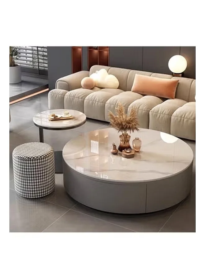 Keke Modern Coffee Table Set Premium Minimalist Round Nesting Table for Living Room and Office (80cm) f9hn7