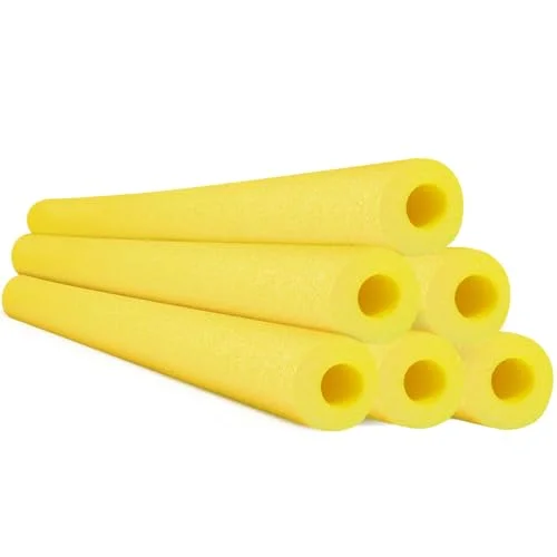 Hanaive Swimming Pool Noodles Foam Floats Heavy Duty Floating Aid for Water Sports and Craft Projects (Yellow, 6 Pack, 132 cm) c6tcx