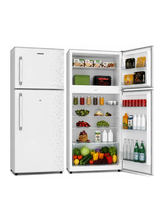 Nikai Top Mount Double Door Refrigerator 403L Net Capacity Energy Efficient Fridge with Adjustable Thermostat and Lock (Silver, 403L) ywt2h