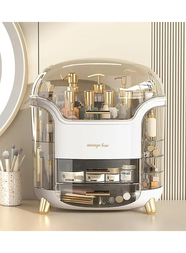 OQUERA Makeup Organizer Cosmetic Storage Box (Double-Layer, 360-Degree Rotatable, Clear, 30 cm) i5y3m
