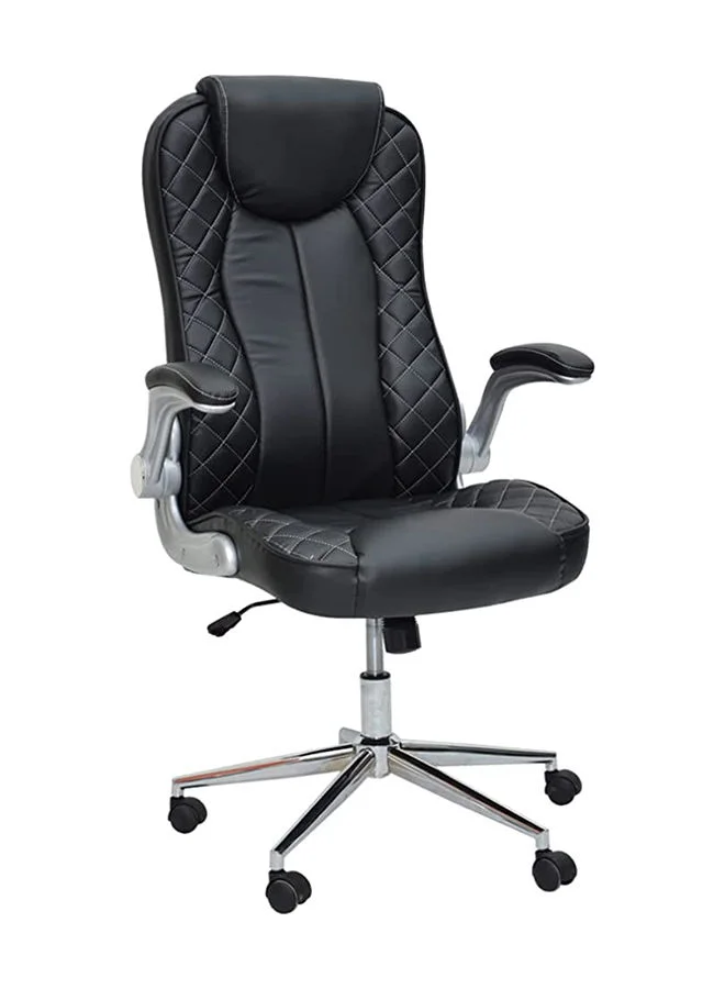 Premium Ergonomic Office Chair with Lumbar Support, Quilted PU Leather High Back Swivel Desk Chair for Home Study (Black) ncdig