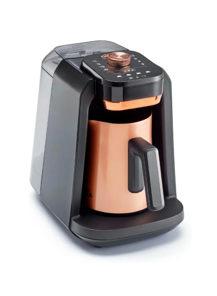 Premium Automatic Turkish Coffee Maker with Milk Frothing Function, Stainless Steel Pot, Copper Finish (1 Unit) gnxua
