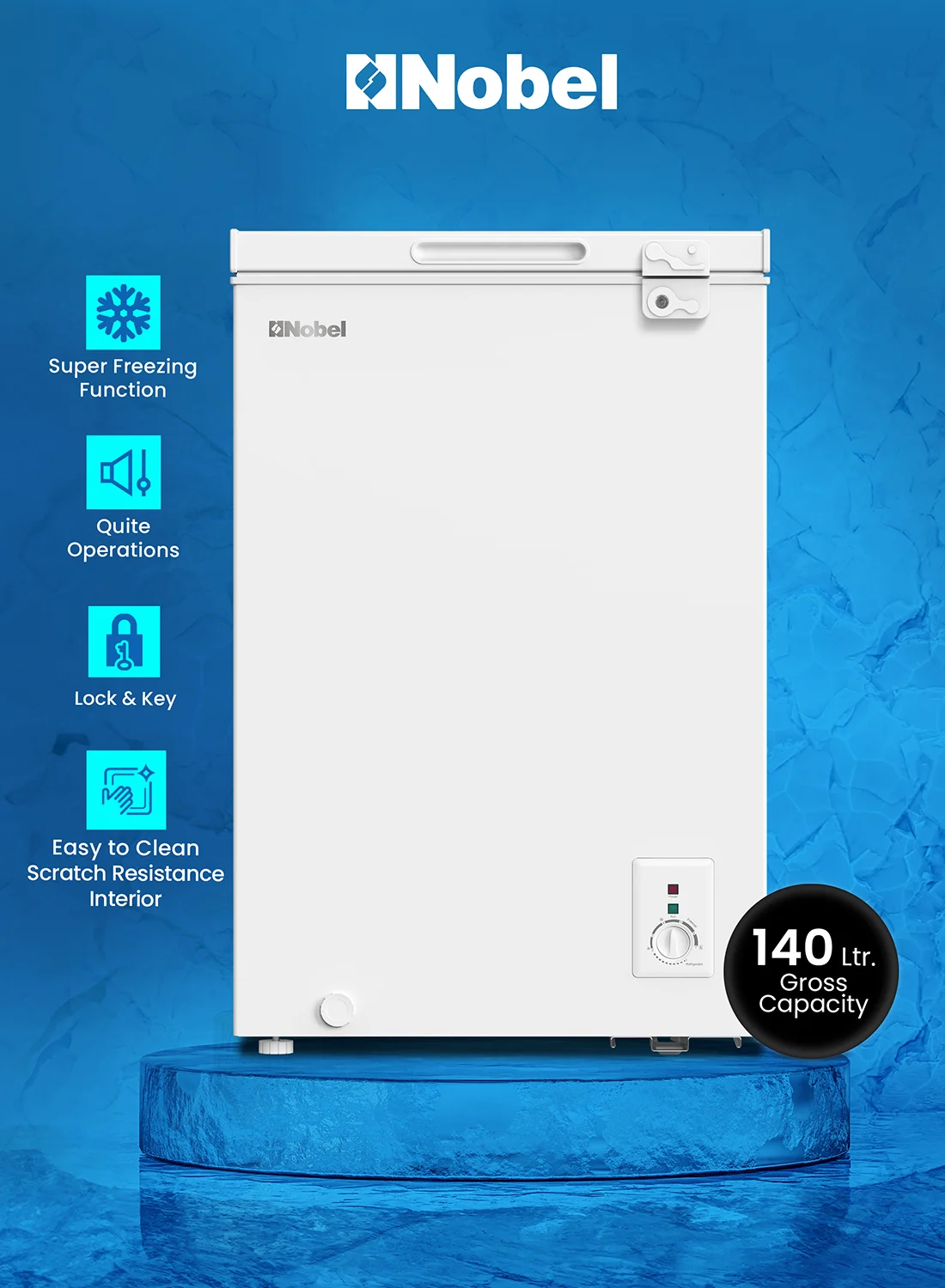Nobel Single Door Chest Freezer 99L Net Capacity Premium Freestanding Cooling Unit (White, 99 L) x04cb