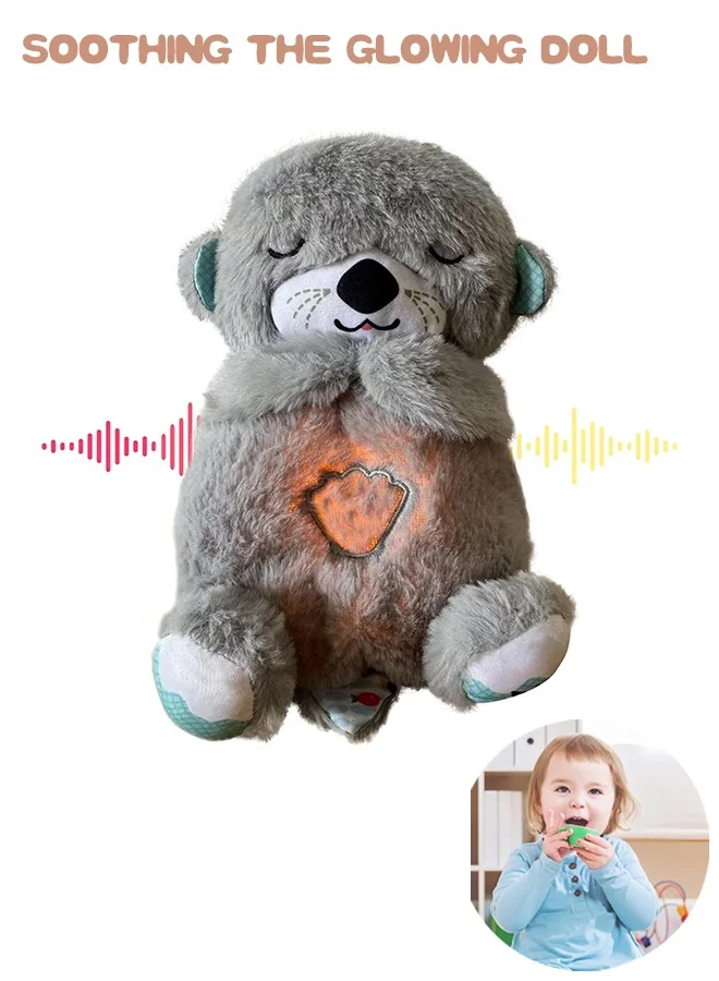 Sweet Life Breathing Otter Baby Sound Machine with Sensory Music and Rhythmic Motion (Dark Grey, 30 cm) e5iem
