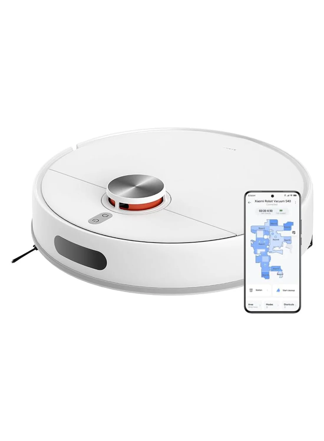 Smart Robot Vacuum S40 Laser Navigation Mop with 10000 Pa Suction for Pet Hair and Hard Floors (White, 70 W) 9j38r