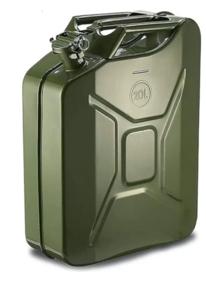 Trezvo Heavy Duty Metal Jerry Can for Fuel and Water Storage with Flexible Spout (20 L) 7y253