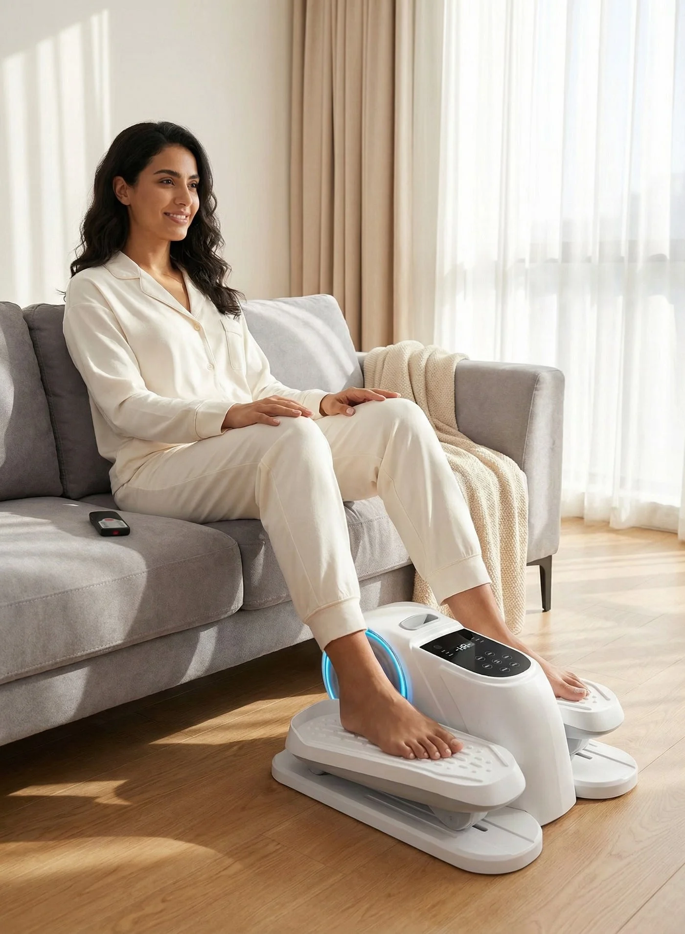 WALALLA Under Desk Elliptical Machine, Electric Leg Exerciser with 12 Speed Settings, Low Impact Seated Foot Trainer for Home and Office (Compact) x77di