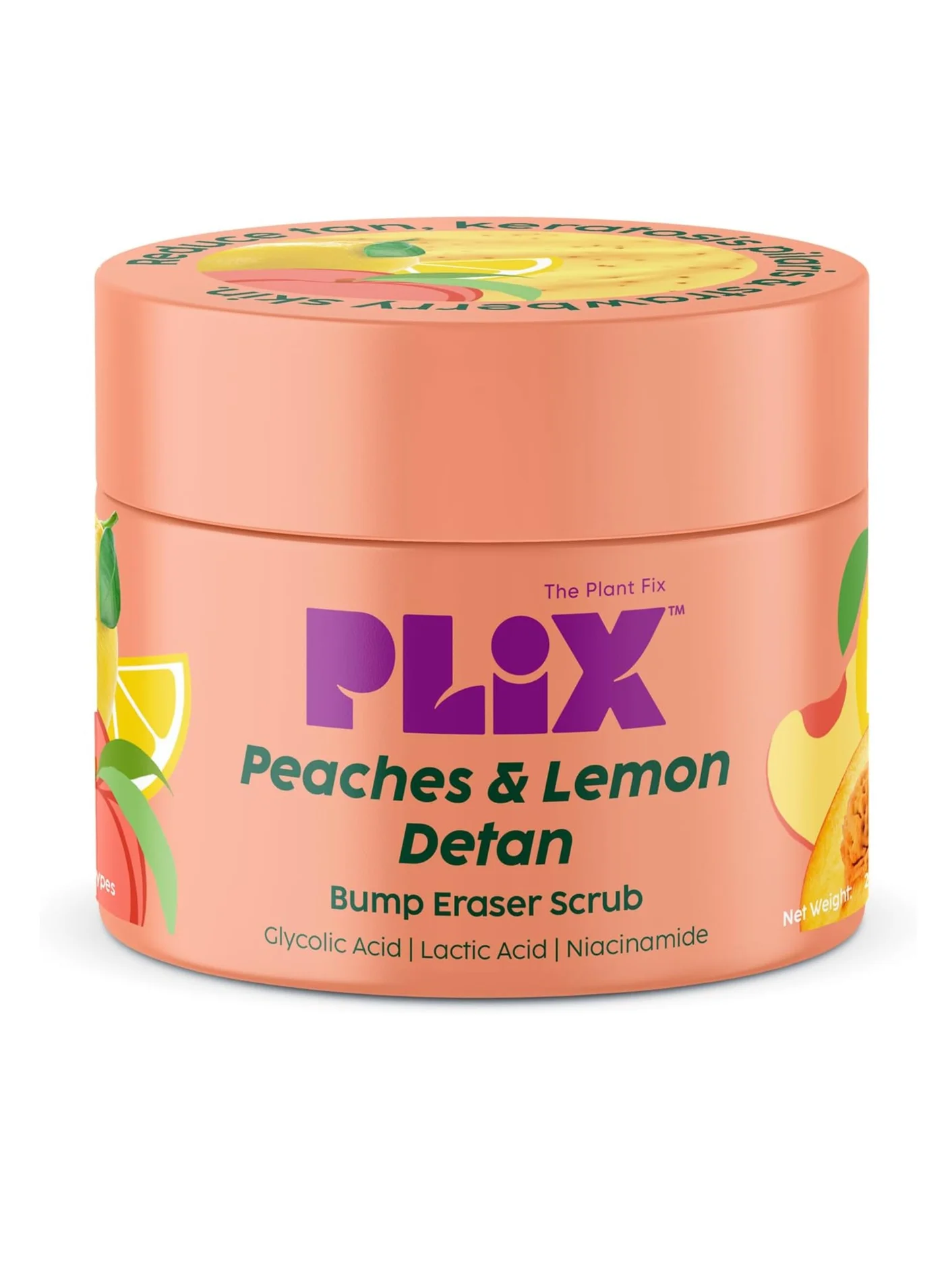 PLIX THE PLANT FIX Peaches & Lemon Detan Bump Eraser Scrub for Brightening and Exfoliation (200g) n6rkg