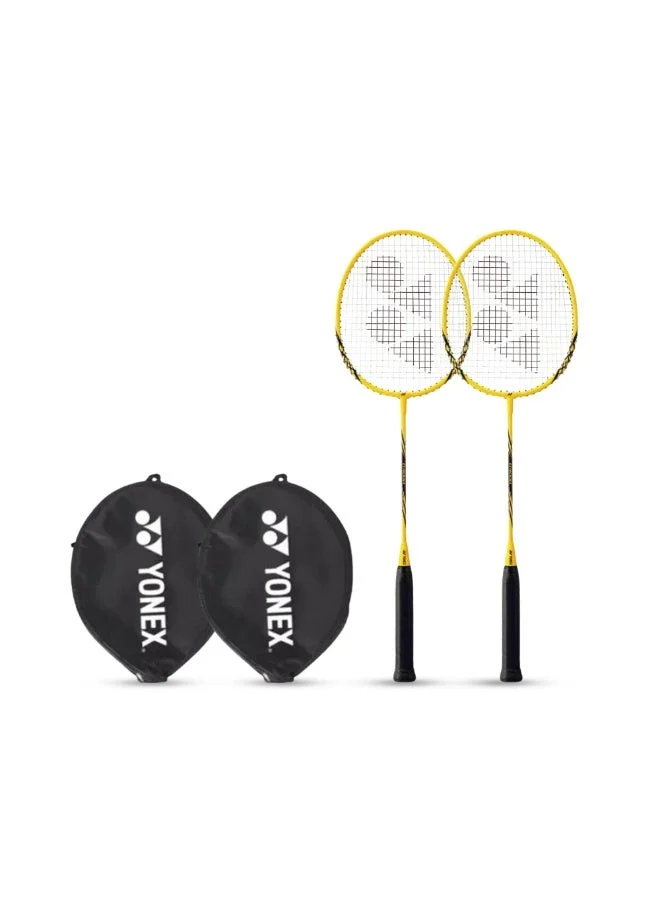 Premium Badminton Racket Set (2-Player) Lightweight Aluminum Construction with Headcovers for Recreational Play k5hsc