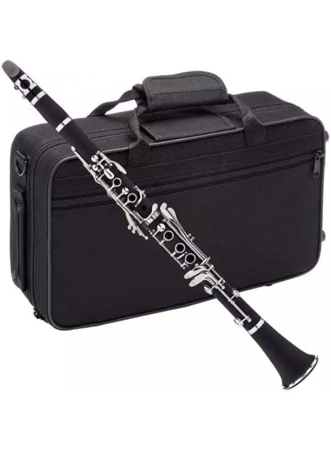 ANDOER Bb Flat Clarinet Professional Woodwind Instrument with Silver Plated Keys and Durable Carry Case (Black, 17-Key) 1d2jz