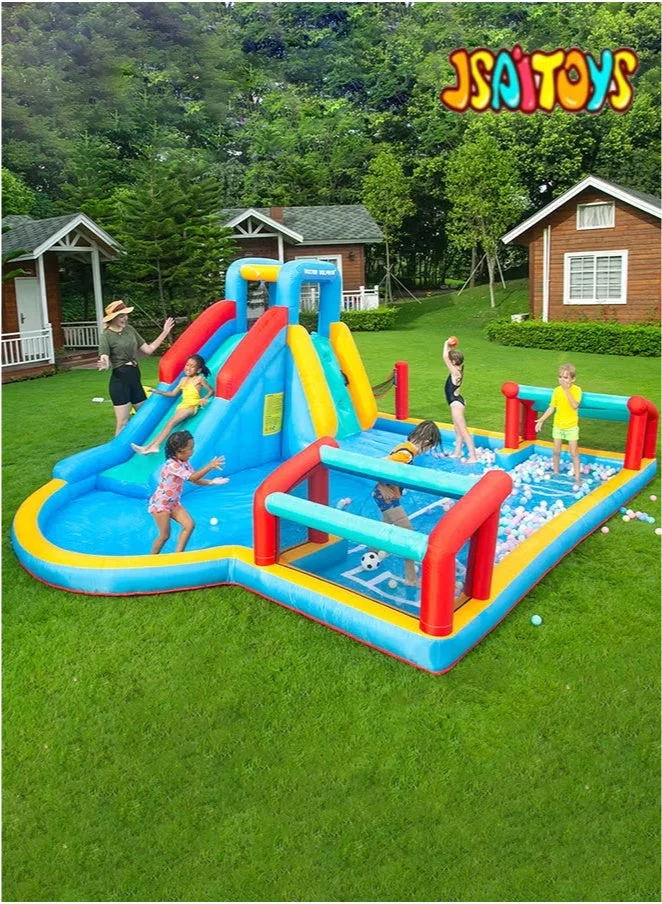 JSAITOYS Inflatable Slide Climbing Bouncer Premium PVC Play Center for Kids (Multi-Color, 300 cm x 200 cm x 200 cm) dc06a