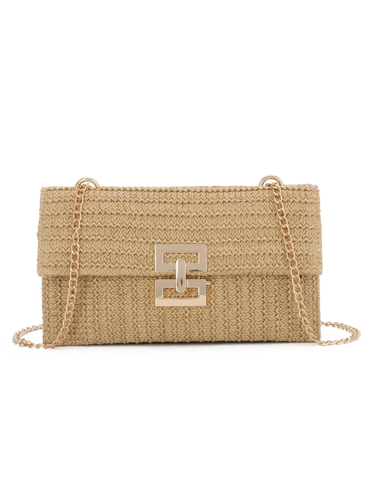 Barakah Straw Rattan Clutch Bag Bohemian Crossbody Handbag for Women (Beige, 25x15x5 cm) diutu