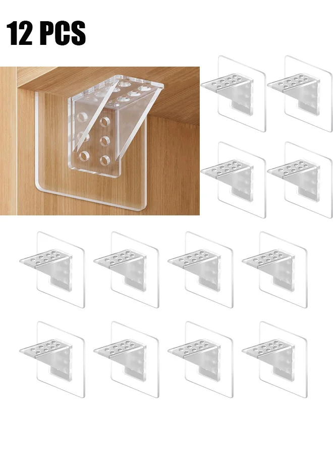 HY Self Adhesive Cabinet Shelf Support Pegs Heavy Duty Transparent Layer Plate Holder for Cupboard and Bookshelf (12 Pcs, 7x7 cm) 5yvi6