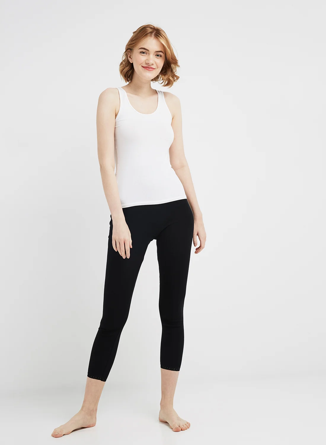 SLUGGER Lace Trim Cotton Leggings Set (Black, 3 Piece Pack) 1naq1