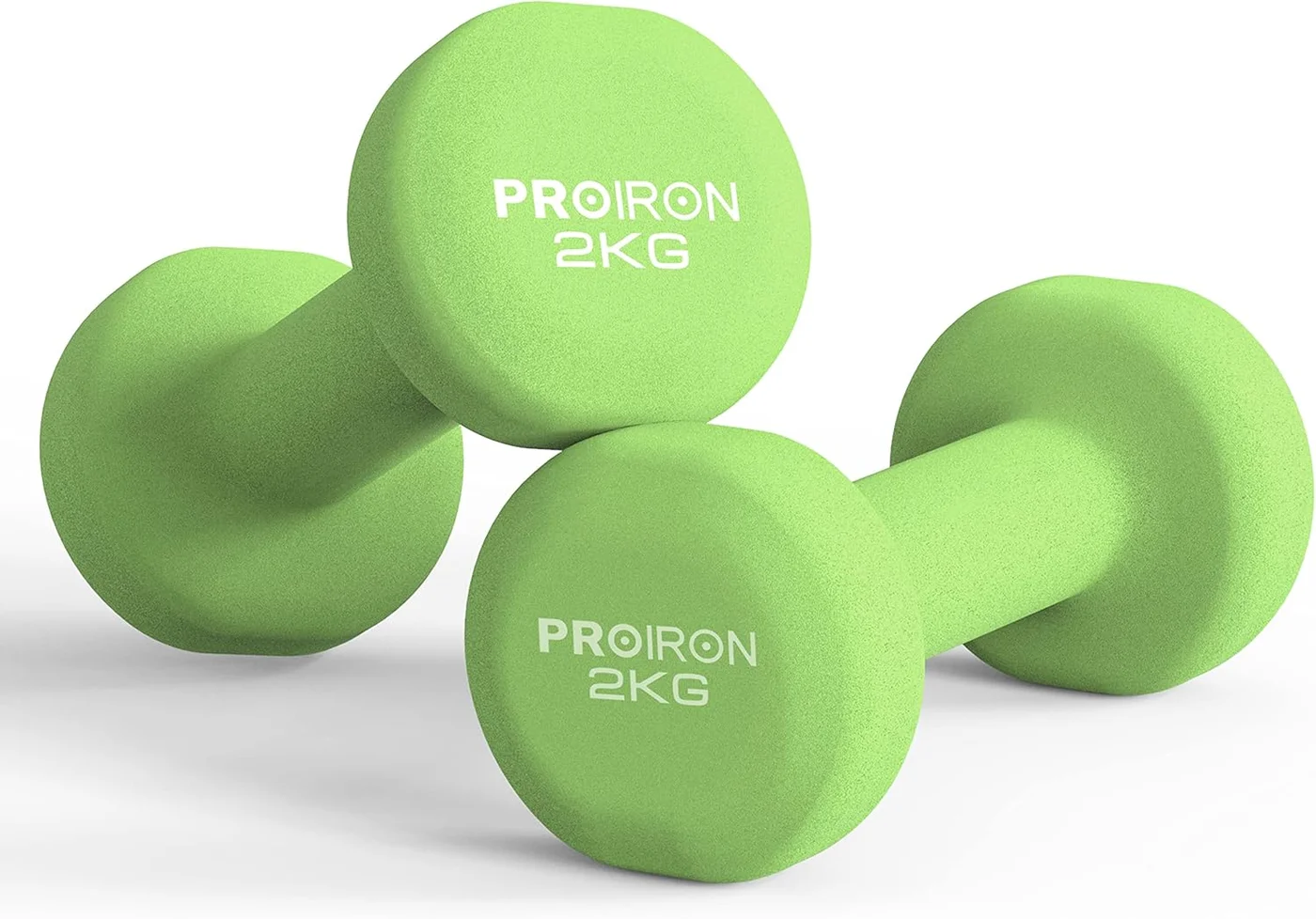 PROIRON Neoprene Dumbbell Set Anti-Roll Cast Iron Hand Weights for Strength Training and Home Gym (Green, 4kg Total) 75m53
