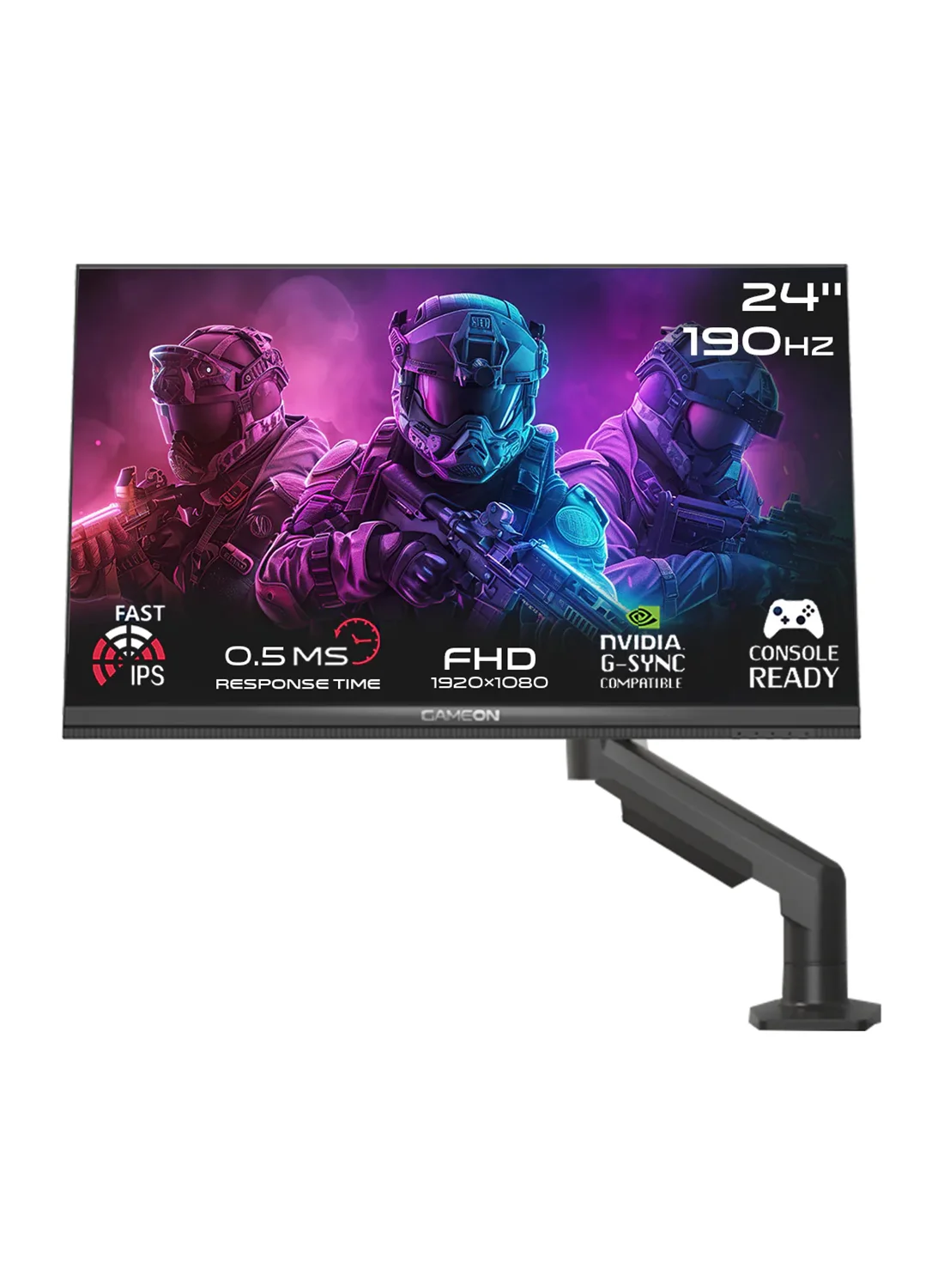 GAMEON Midnight Pro X Series 24-Inch FHD Gaming Monitor (190Hz, 0.5ms, Fast IPS, HDMI 2.1) - Black oayc4