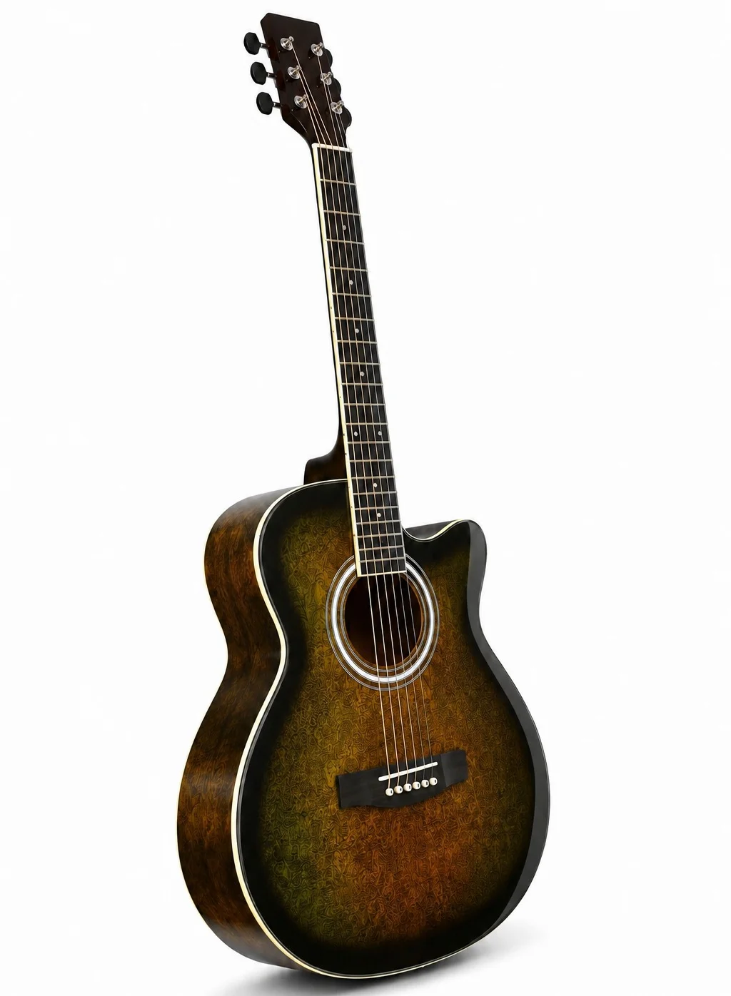 Megarya 41 Inch Acoustic Guitar Full Size Cutaway Steel String Instrument for Beginners and Professionals (Sunburst, 104 cm) 0kv6t