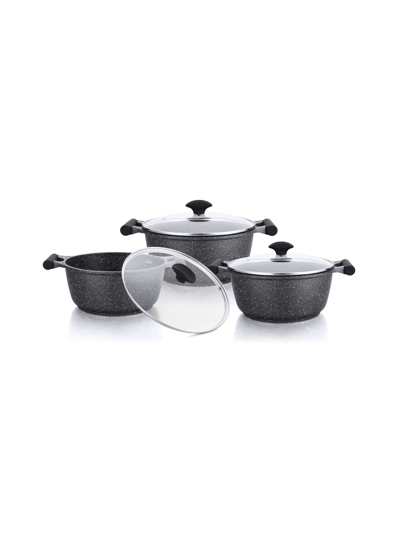Prestige Essentials Non-Stick Granite Cookware Set (6-Piece, Black) r63xq