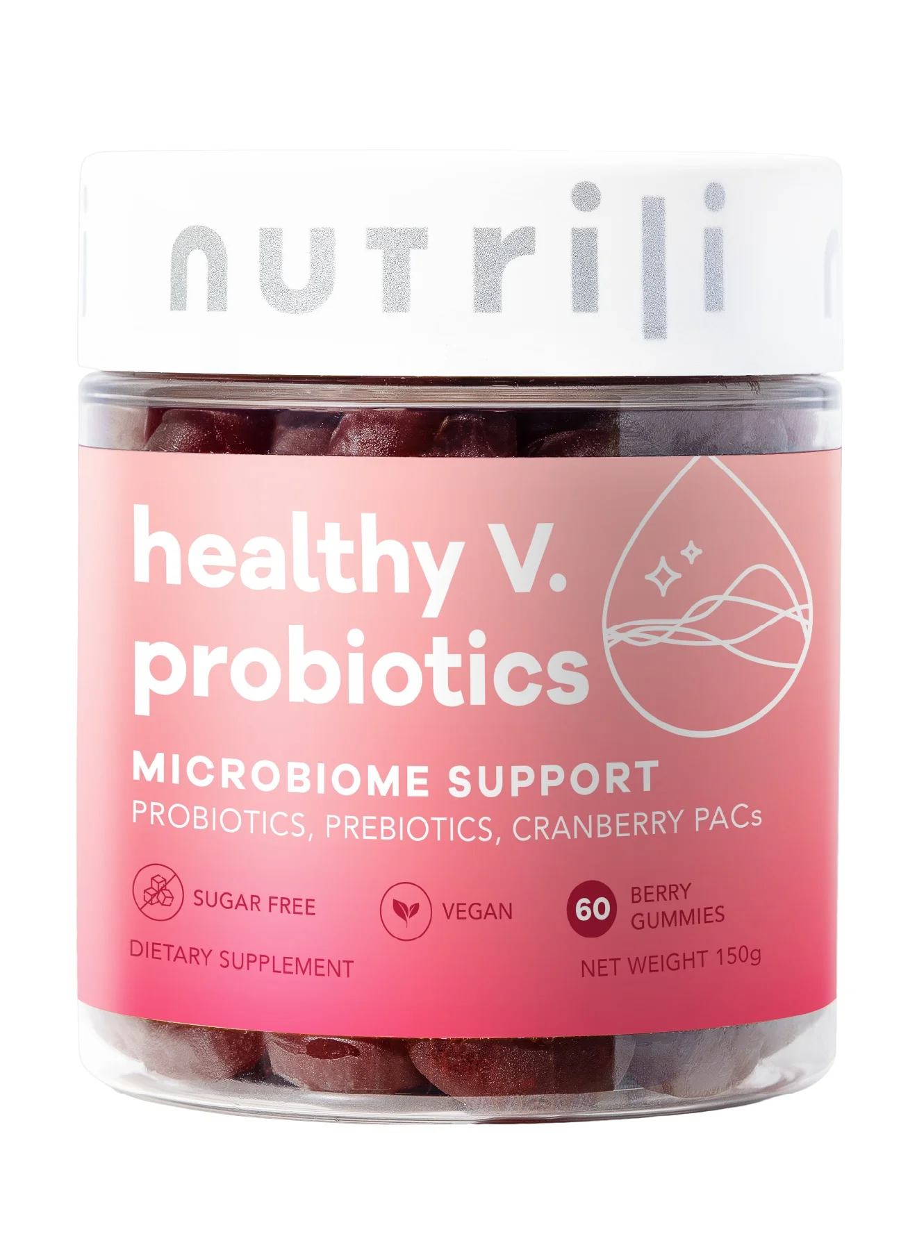 Nutrili Probiotics for Women with Prebiotics Cranberry and D-Mannose (60 Sugar-Free Gummies) wkv8u