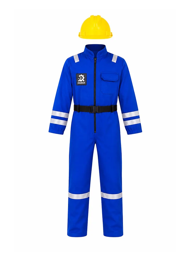 Toy Land Kids Engineer Costume Set with Safety Helmet (Construction Worker Outfit for Boys and Girls, 4-5 Years) k7pda