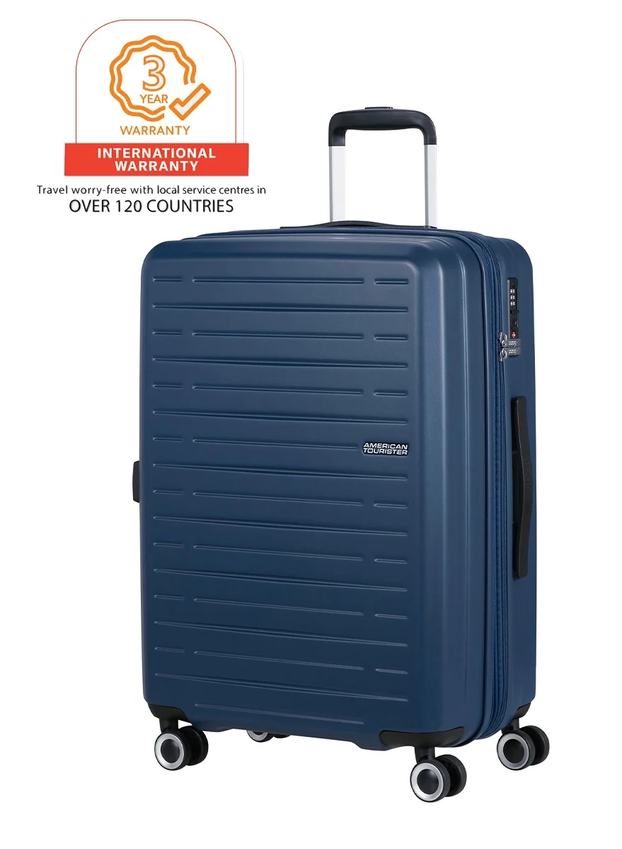 Premium Hard Shell Check-In Suitcase with TSA Lock and 4 Spinner Wheels (Dark Blue, 66 cm) gjz2s