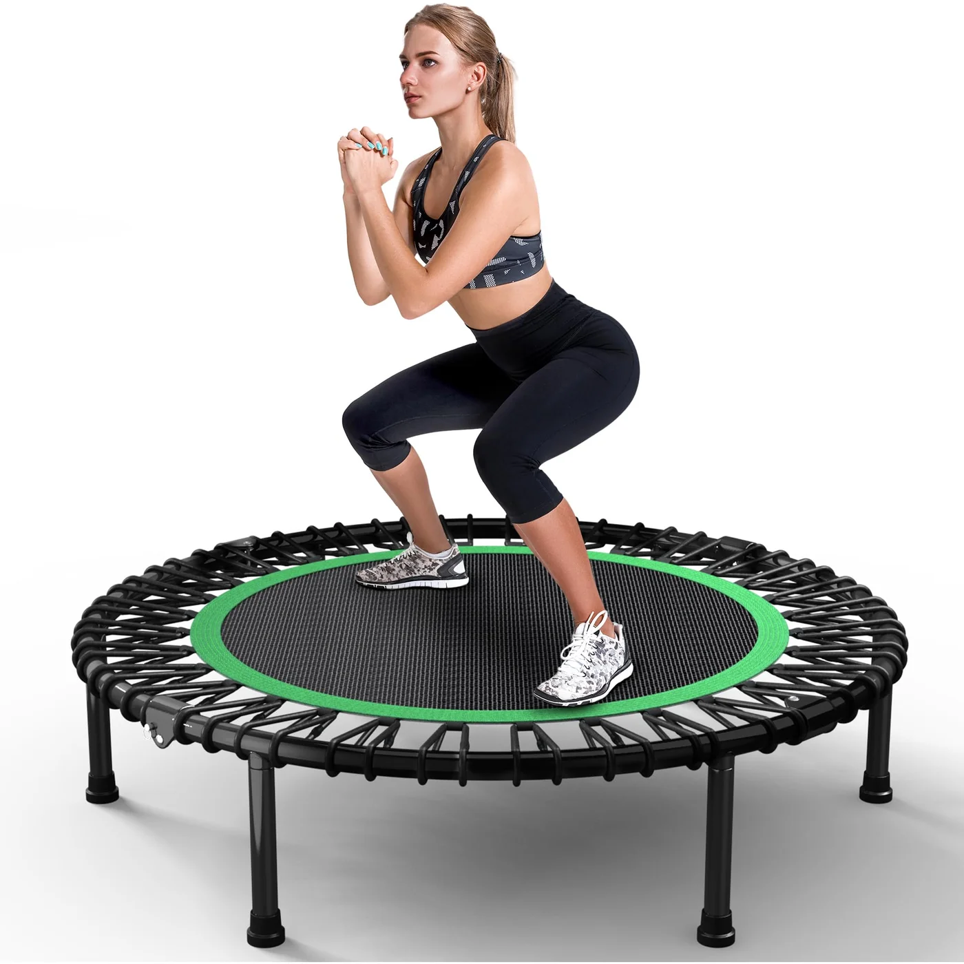 Wonlink 40-inch Fitness Rebounder Trampoline with Bungee Cords, Portable Silent Exercise Equipment for Indoor and Outdoor Home Workout (101 cm) lb21g