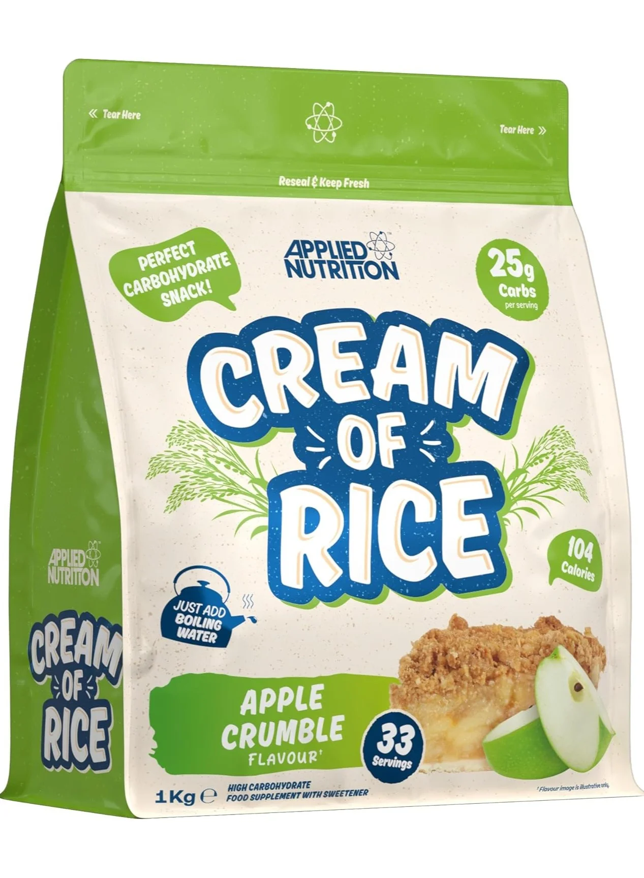 Applied Nutrition Cream of Rice High Carbohydrate Supplement Premium Smart Crumble Flavor (1 kg) q7pdm