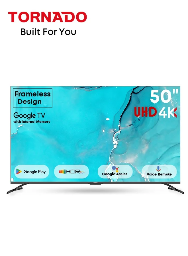TORNADO 50 Inch 4K Ultra HD Smart LED TV with Built-in Receiver and Android OS (Black, 127 cm) iasr5