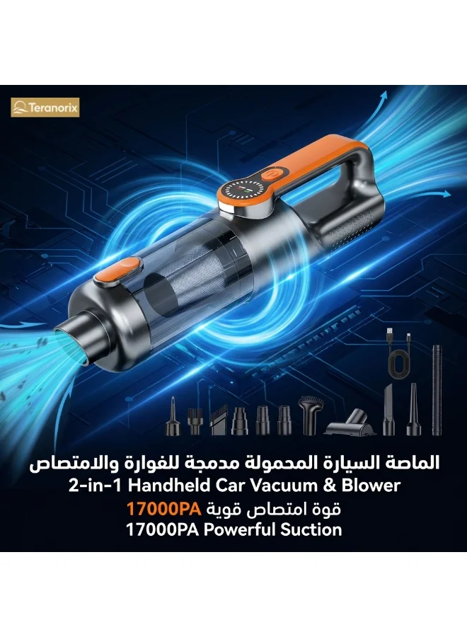 Teranorix Handheld Cordless Vacuum Cleaner 17000Pa Powerful Suction Portable Dust Remover for Car and Home Use kxv0d