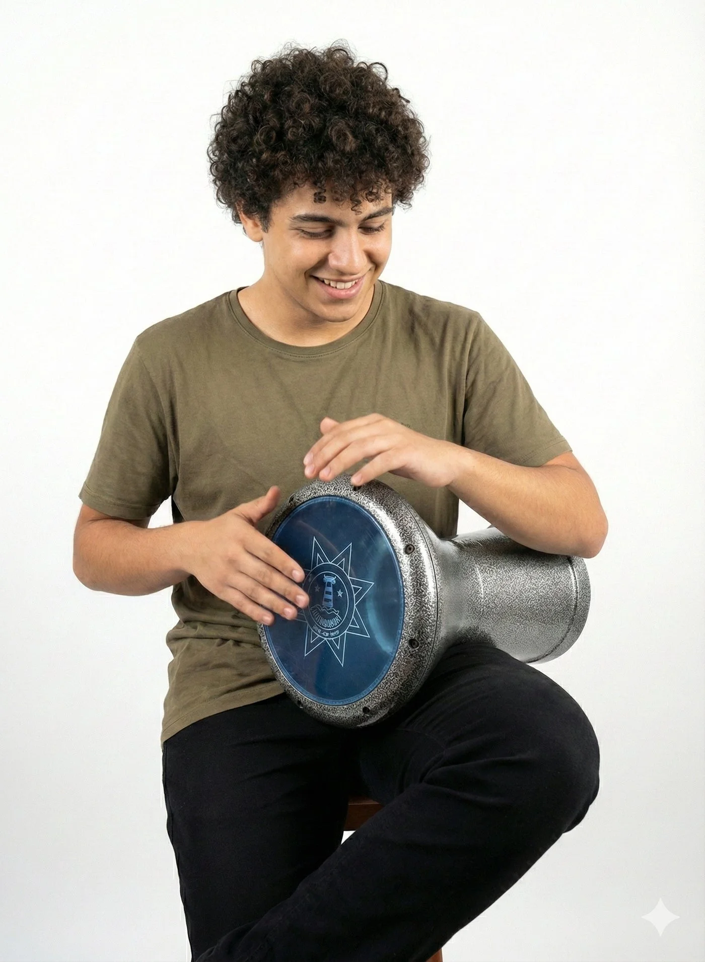 Alexandria Professional Egyptian Darbuka Drum Tabla Aluminum Goblet Drum with Soft Case for Arabic Music (Antique Silver, 44 cm) aesf5