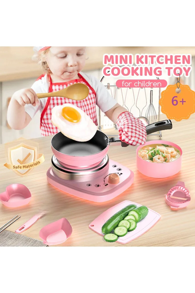 HEXABEX Mini Kitchen Cooking Playset for Kids Interactive Pretend Play Food Set (Assorted Items) q980e