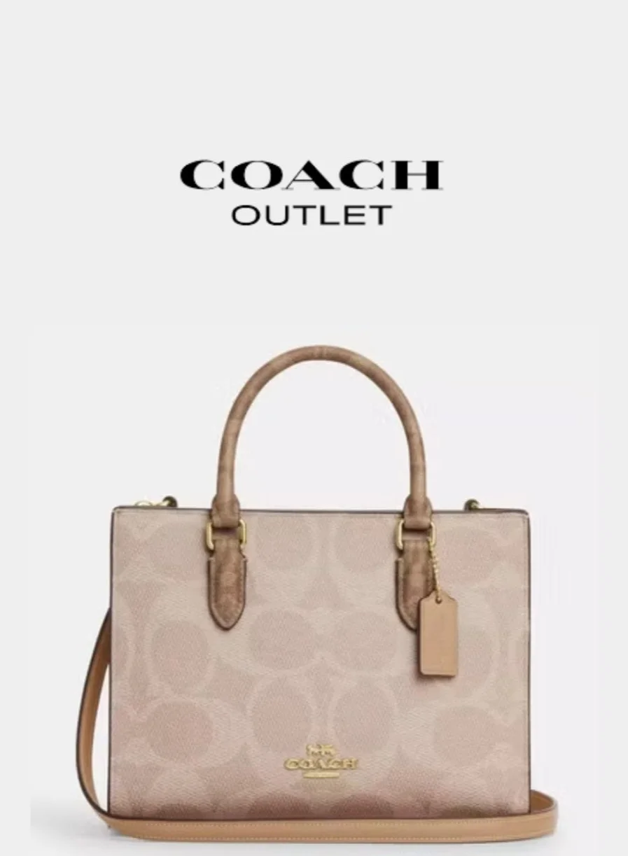 Premium Signature Leather Small Tote Bag, Versatile Shoulder and Cross-Body Handbag for Women (Beige, 25cm) l2lnd