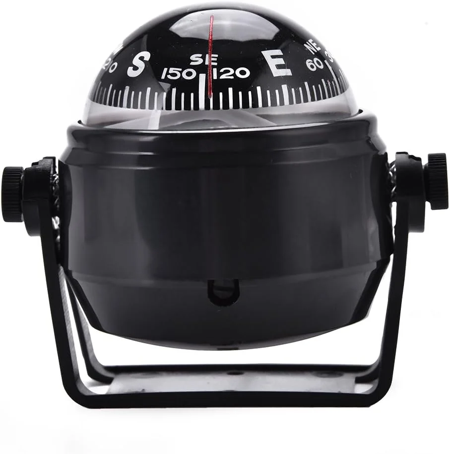 Premium Digital Marine Compass Adjustable Navigation Ball with Night Vision for Boats and Vehicles (Black, 10 cm) cccvd