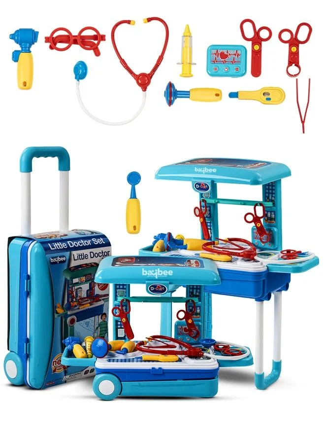 BAYBEE 2-in-1 Medical Trolley Playset for Kids, Pretend Play Doctor Activity Center with Accessories (Multicolor) 7m7nf
