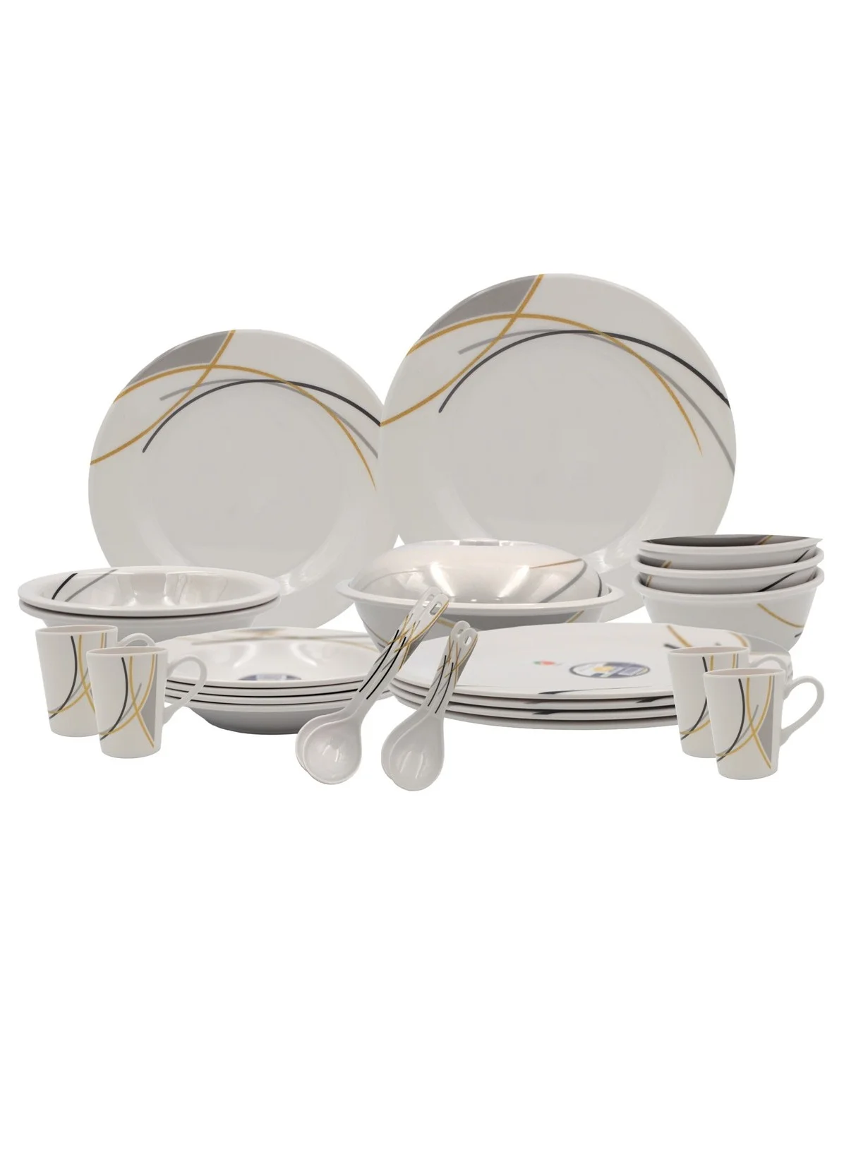Melrich 16-Piece Melamine Dinnerware Set Durable Lightweight Tableware for Kitchen and Dining (16-Piece Set) sbo7q