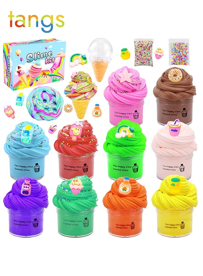 Tangs Scented Slime Kit Sensory Play Set (10 Pack, Multi-Color) Non-Sticky Stretchy Fun for Kids Party Favors xlkvn