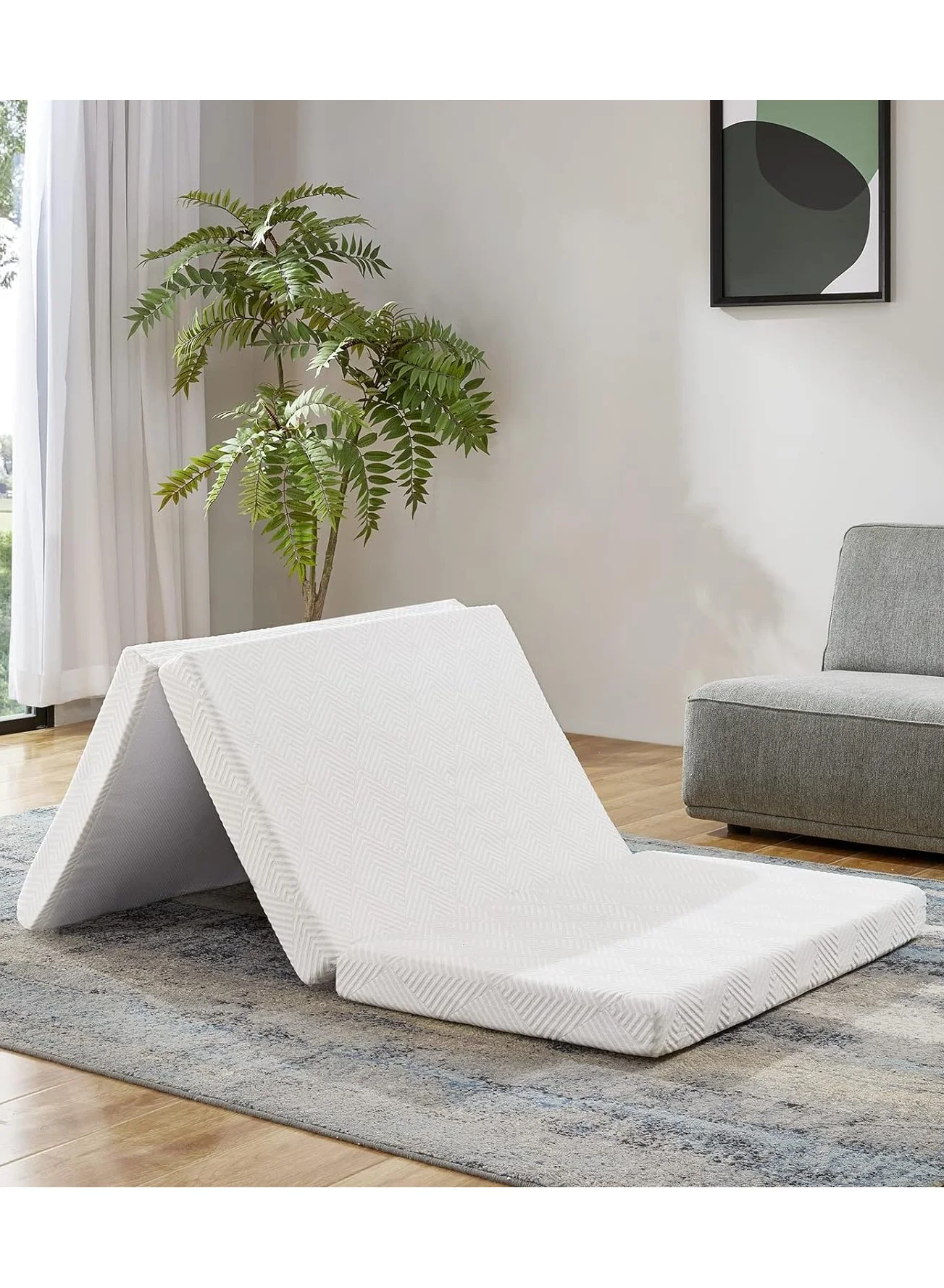 Comfy Folding Portable Mattress Premium Orthopedic Support (White, Single 122 cm) iuon1