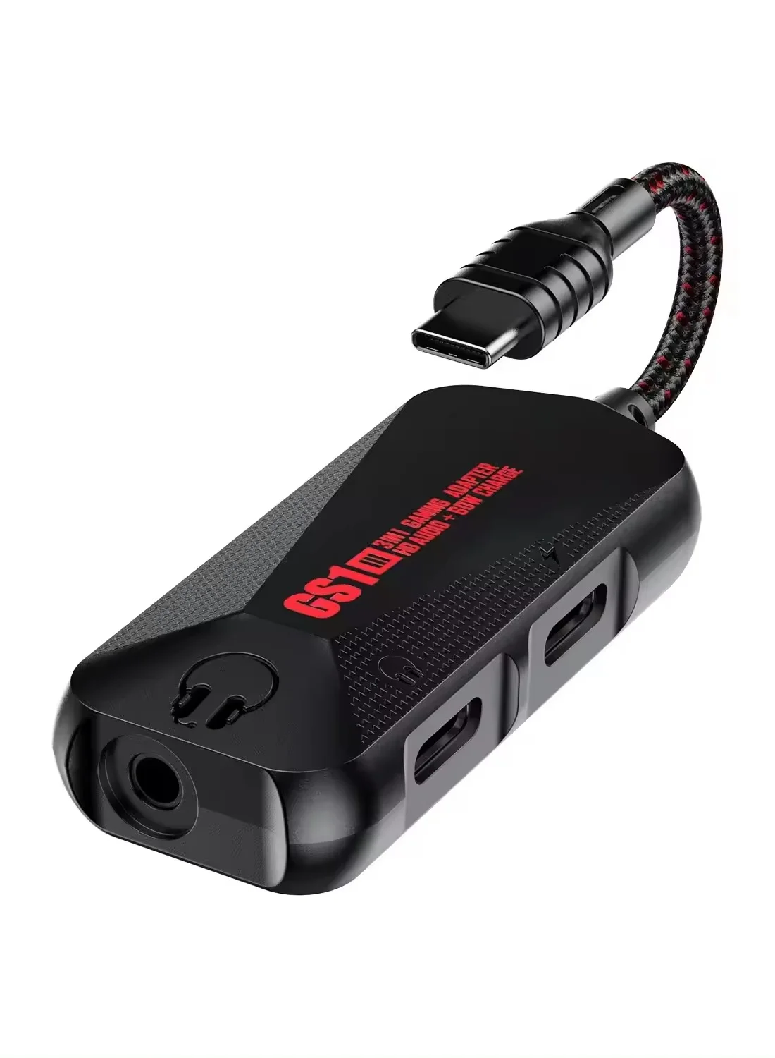 Premium Type-C to Dual Type-C and 3.5mm Audio Adapter with 60W Fast Charging and 24-bit High-Resolution Sound (1 Piece) vcu56