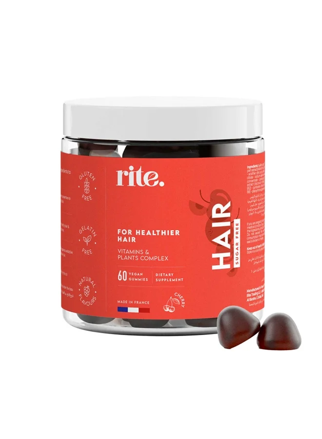 Rite Hair Vitamin Gummies with Biotin for Fuller-Looking Hair (Cherry Flavour, 60 Count) 6dgs5
