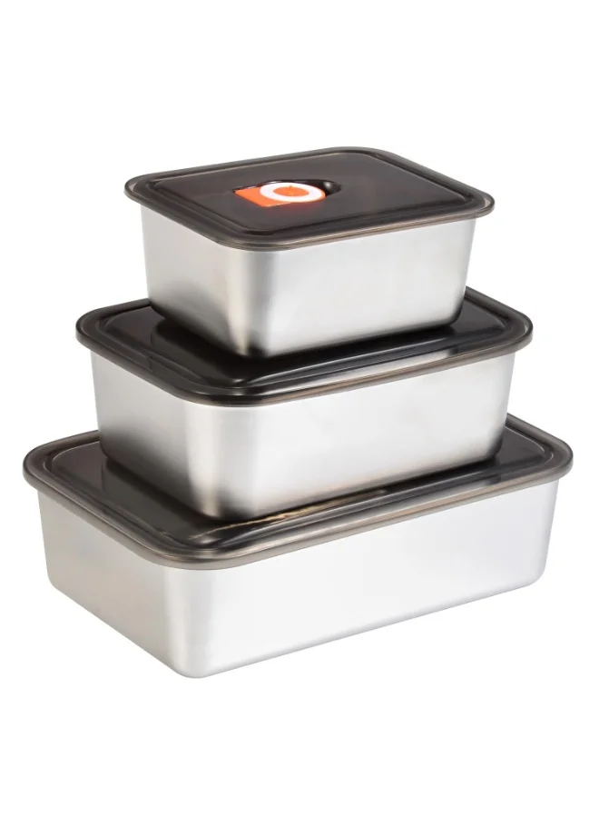 Arabest Stainless Steel Bento Lunch Box Set (3-Piece Stackable Food Container, Leak-Proof Lid, 740mL, 1330mL, 1920mL) solle
