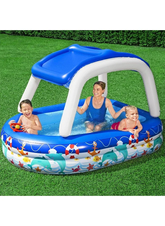 Inflatable Family Pool Sea Captain Design Premium PVC Construction (213x155x132 cm) rrihy