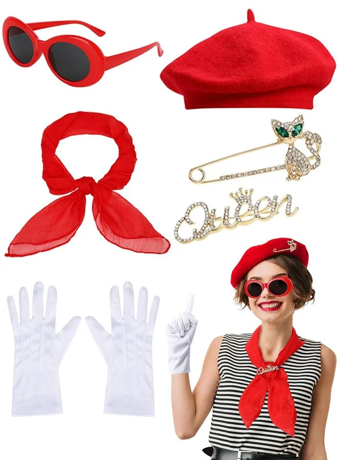 French Style Fancy Dress Costume Accessory Set (6-Piece Set) for Women Cosplay and Themed Parties m4e5r