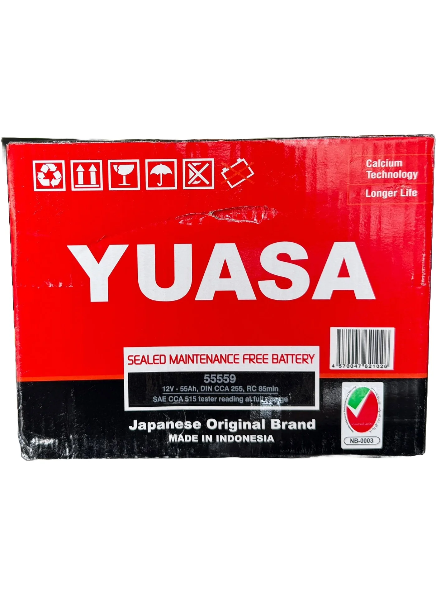 Yuasa Automotive Car Battery (12V, 55AH, DIN55L) Premium Lead-Acid Power Source for Passenger Vehicles y3vk5