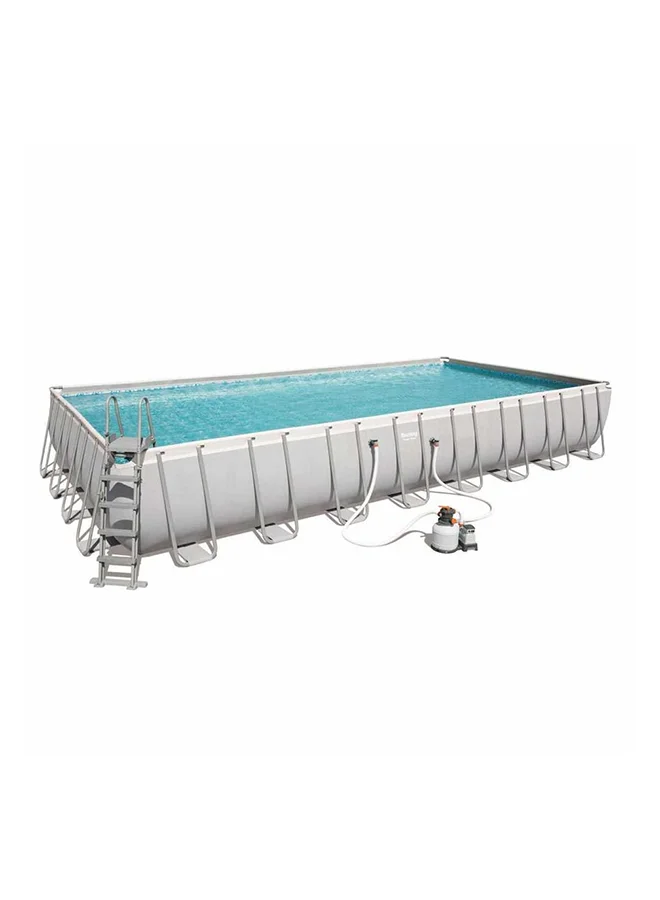 Premium Rectangular Above Ground Swimming Pool Set (956 x 488 x 132 cm) - Durable Steel Frame Family Pool nxr8b