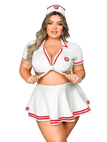 Kaei&Shi 4-Piece Nurse Cosplay Costume Set for Women (White, X-Large) 8xusg